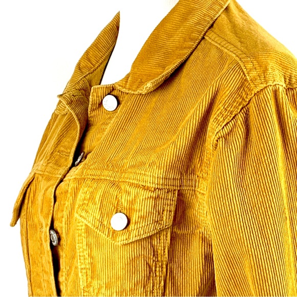 Pac Sun Los Angeles Gold Yellow Corduroy Cropped Long Sleeve Jacket size X-Small - Picture 6 of 15